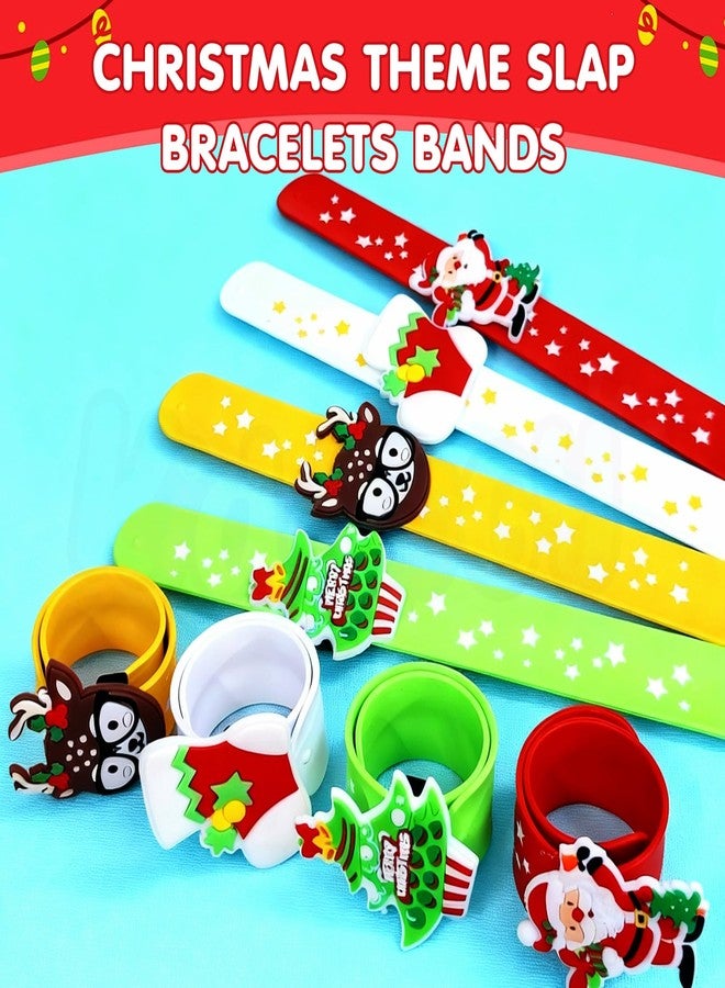 Kidology Christmas Slap Bands for Kids - Festive Silicone Wristbands with Santa, Reindeer & Christmas Tree Designs | Fun Party Favors & Return Gifts - Random Color (4) - Image 5